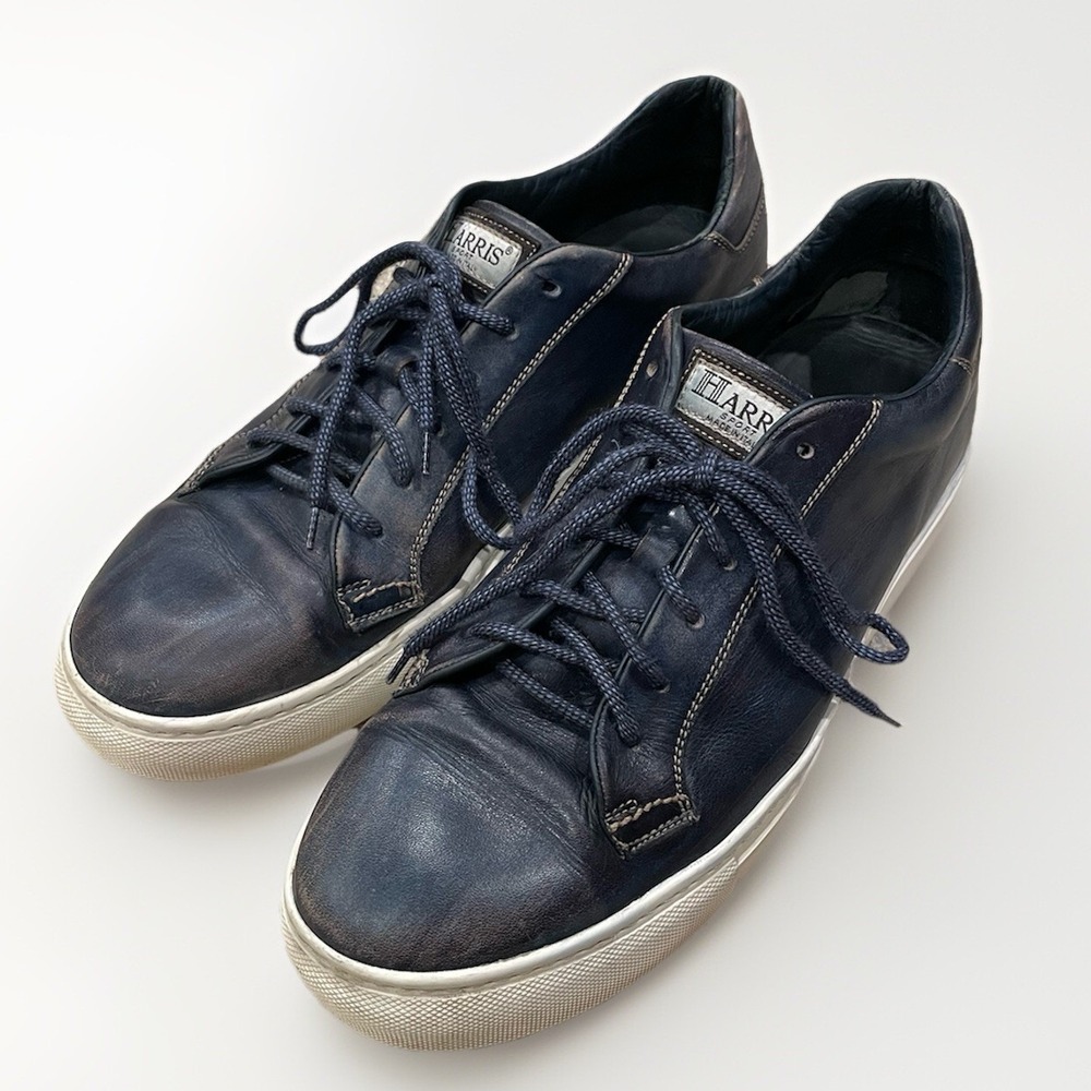 Calzoleria Harris 1913 Sport Distressed‎ Blue Leather Shoes Casual Men's 10.5